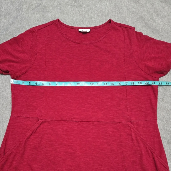 J JILL Red Cotton T-Shirt Dress with Short Sleeves and Pockets Size 1X - Picture 8 of 11